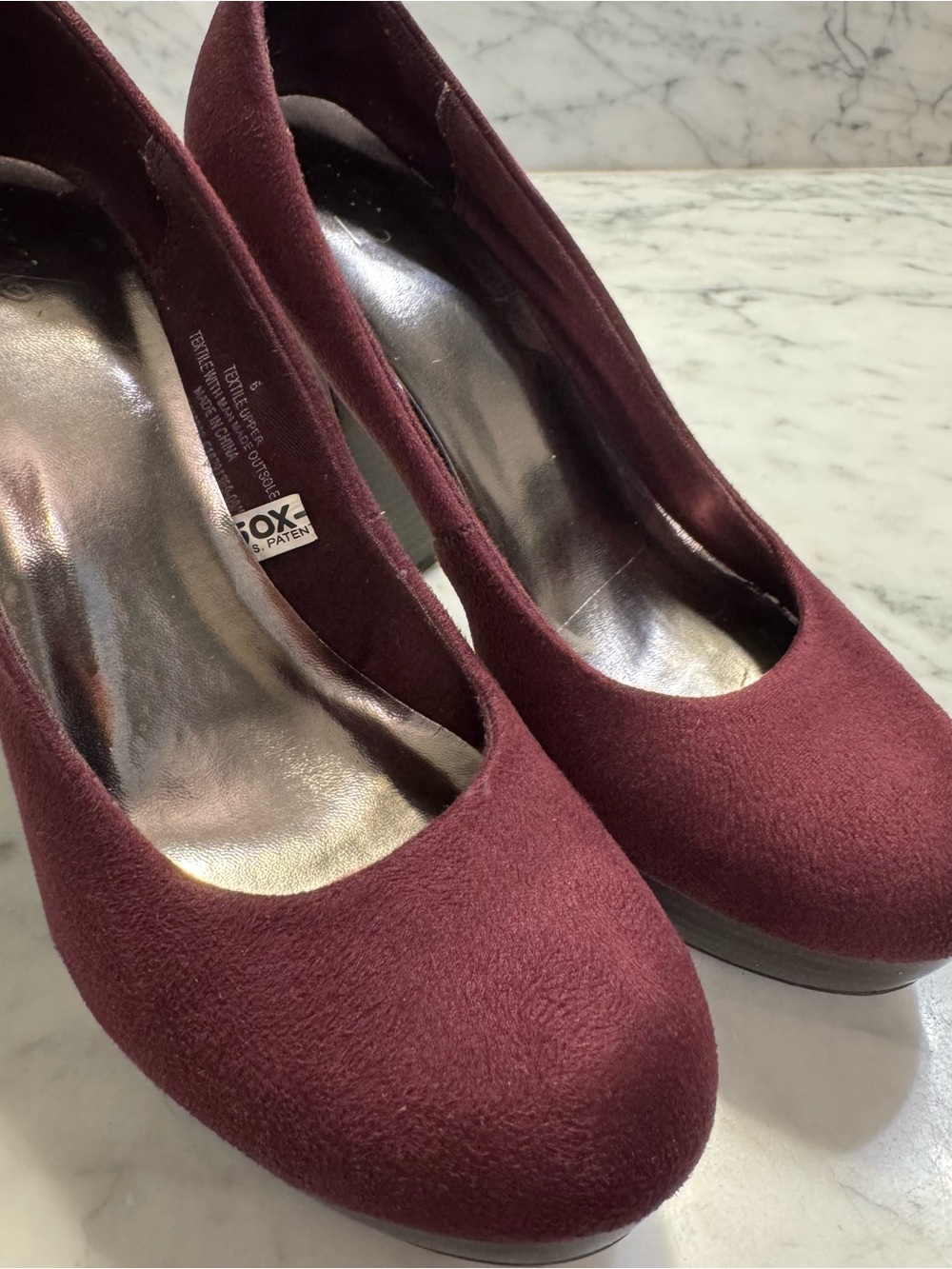 Mossimo Supply Co. Burgundy Suede Round-Toe Platform Pumps
